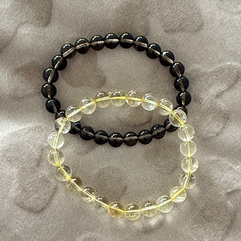 Elegant Black and Gold Beaded Bracelet Set